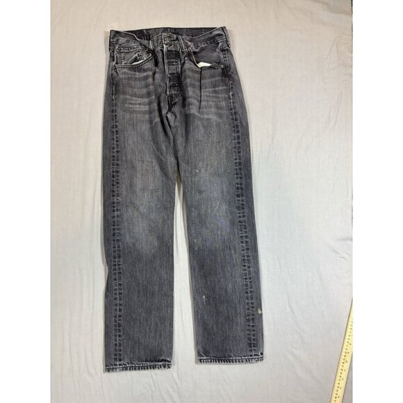 Levi’s 501 Jeans Mens 32x32 Black Denim Button Fly Straight Leg Regular 29x29 - Picture 1 of 9